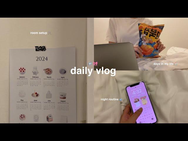 daily vlog  room setup, organizing, cozy days at home, productive studying