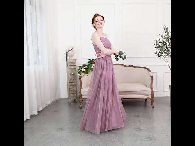 Elegant Long Tulle  One Shoulder Bridesmaid Dress with Slit TBQP514