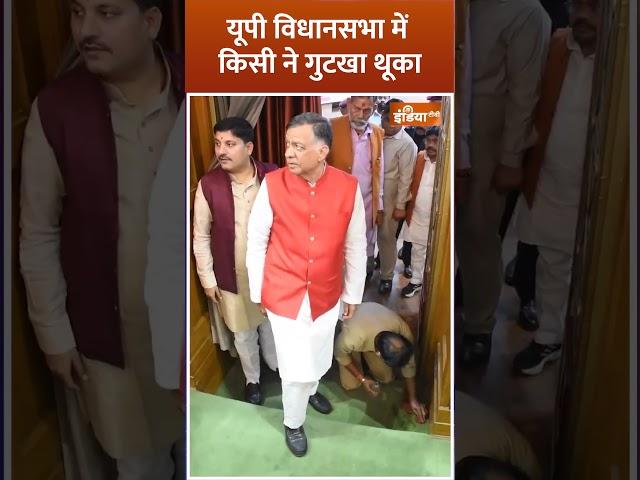 #upvidhansabha यूपी विधानसभा में किसी ने गुटखा थूका #upassembly #cmyogi #indiatv