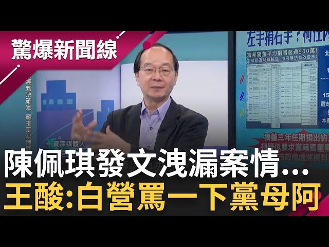 民眾黨要不要出來罵一下? 陳佩琪臉書發文約談細節 王瑞德酸:要不要罵一下你們黨母 館長稱北檢編故事辦案 王瑞德:館長就是這麼可愛│呂惠敏 主持│【驚爆新聞線 PART2】20241109│三立新聞台