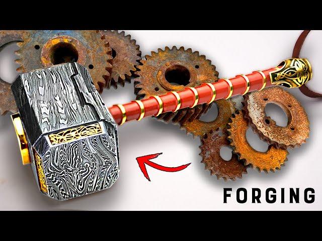 Forging a Real THOR's hammer - Mosaic Damascus