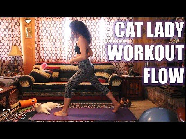 Doing a Home Workout WITH MY CAT  (finally!) - Cat Lady Fitness