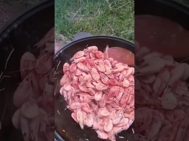 Креветки на костре  #креветки #готовимсами #костер #природа #еда