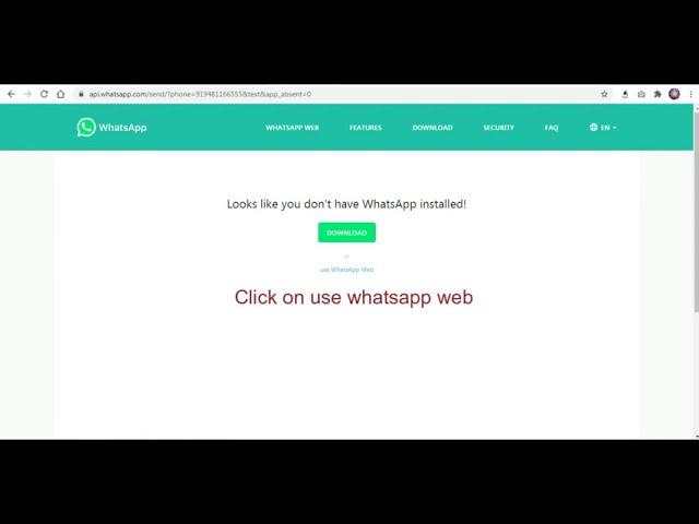 Send WhatsApp message without saving mobile number on whatsapp web