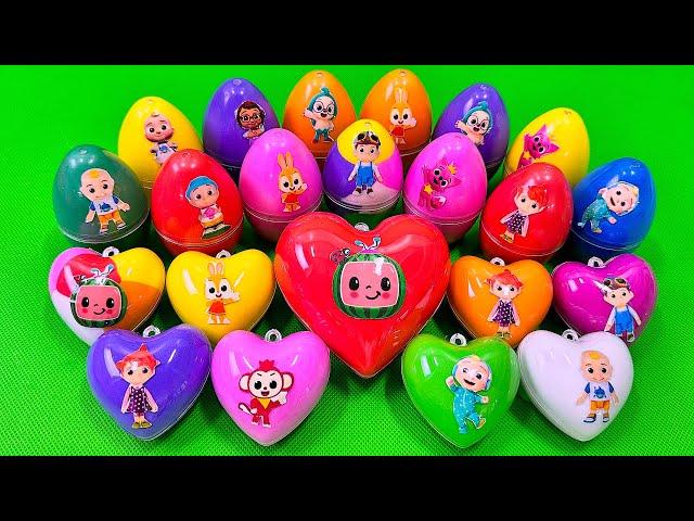 Rainbow Eggs SLIME: Cleaning Pinkfong in Mini Heart with CLAY Coloring! Satisfying ASMR Videos