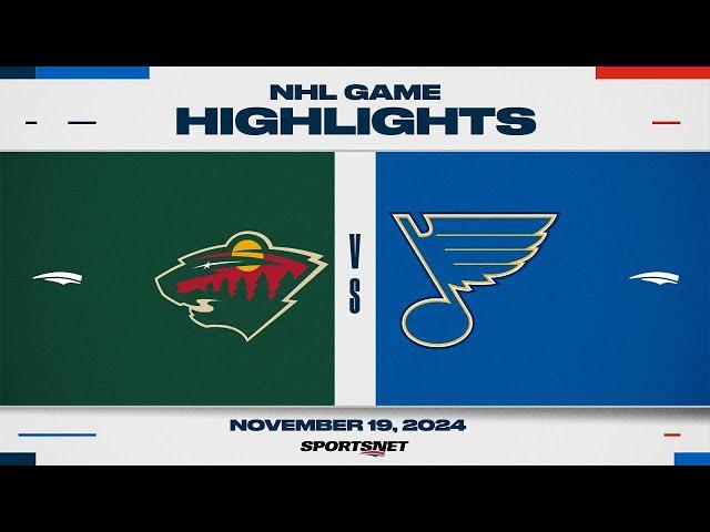 NHL Highlights | Wild vs Blues - November 19, 2024