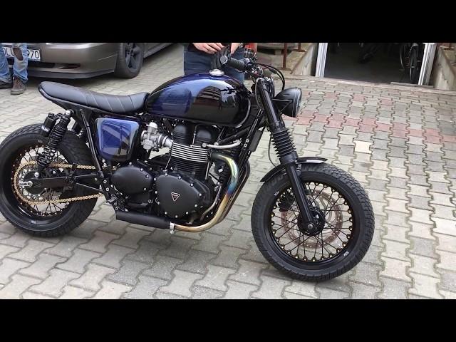 Triumph Bonneville custom cafe racer in brat style by UNIKAT