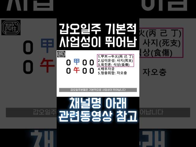 갑오일주 특 #사주 #팔자 #사주팔자 #일주론 #갑오일주 #십이운성 #십이신살 #2025년 #을사년 #사지