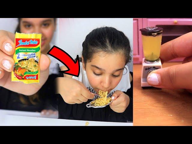 شفا أكلت أصغر نودلز في العالم !!! smallest noodles in world