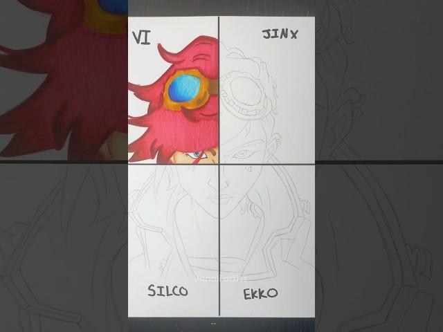 Drawing VI from Arcane in 4 different characters [Part 1] #arcane #VI #shorts