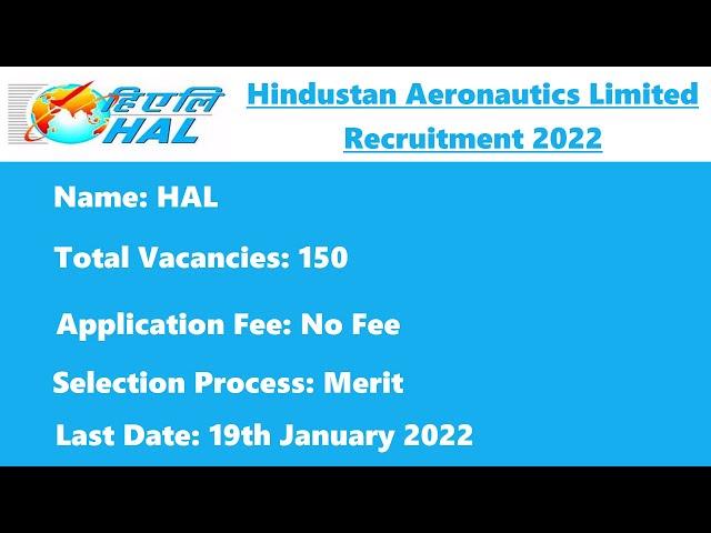 HAL Graduate and Technician Apprentice Recruitment | HAL Jobs 2022 | Hindustan Aeronautics Limited