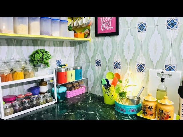 Kitchen Countertop Organisation and Decoration|Kitchen Makeover|Diy countertop decor ideas