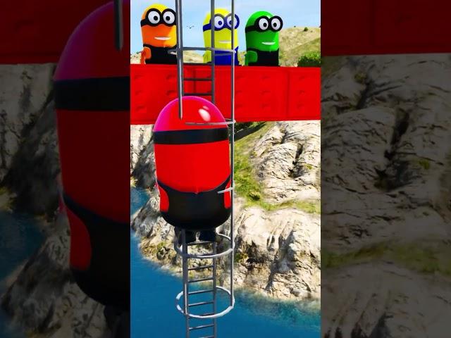 GTA 5 Epic Ragdolls RED SPIDERMAN VS RED MINION VS GREEN MINION (Euphoria Physics & Funny Fails)1032