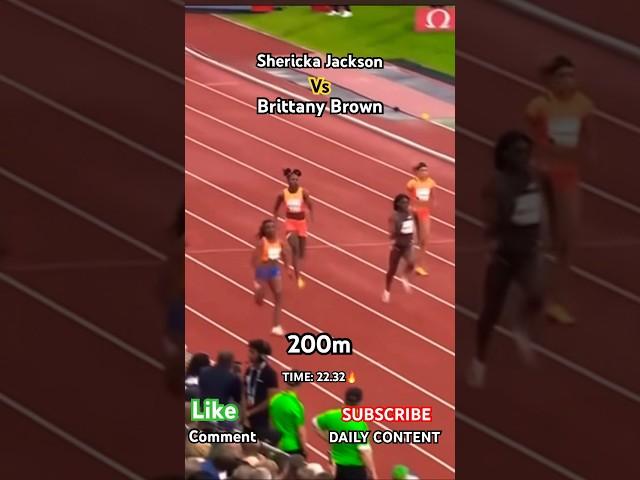 Shericka Jackson SHOCKED by Brittany Brown  | Oslo 200m | #olympics #sports #track #viral #fyp