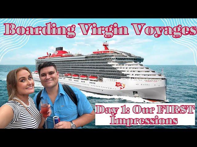 Boarding VIRGIN VOYAGES For a 5 Night Cruise | Our FIRST Impressions?! | Showing INSANE Food & Shows