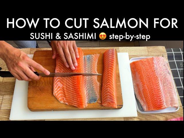 Easy Way to Cut Salmon For Sushi & Sashimi for Beginners with Sushi Man Santosh