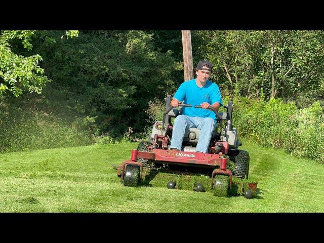 Mowing wet thick grass!!