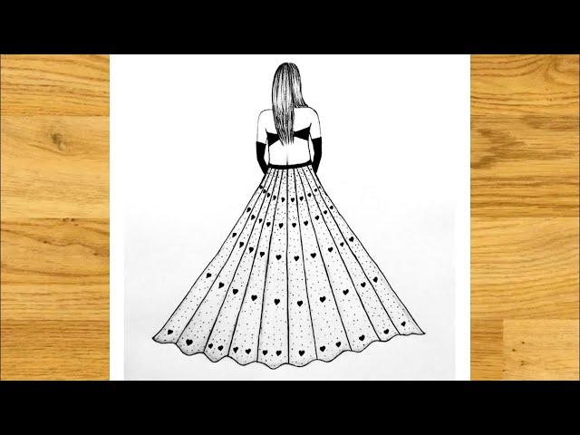 How to draw a girl with lehenga || Girl drawing || How to draw a girl in beautiful traditional dress