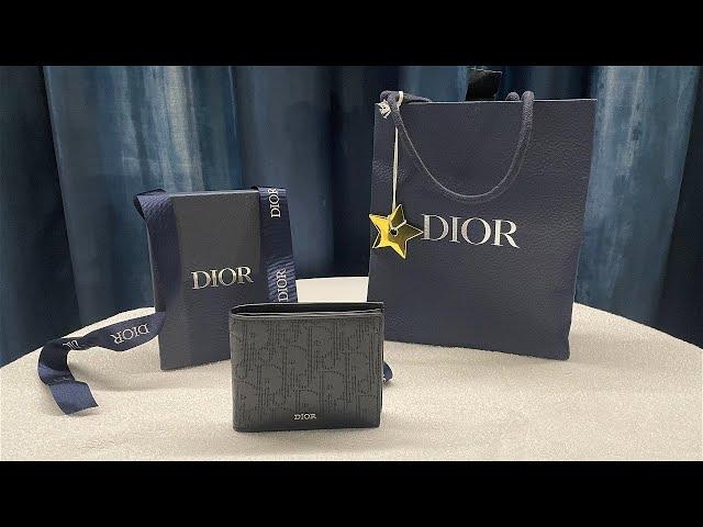 Black Dior Oblique Galaxy Leather Unboxing | Compact Wallet