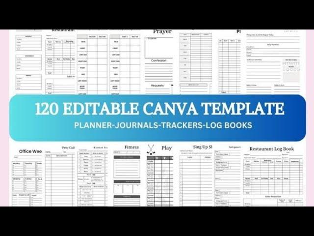 120 Editable KDP Canva Templates PLANNER | JOURNALS | TRACKER | LOG BOOKS