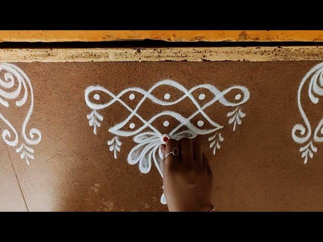 Rangoli border designs easy | Tulasi kota muggulu | Door rangoli | Friday rangoli | Border muggulu