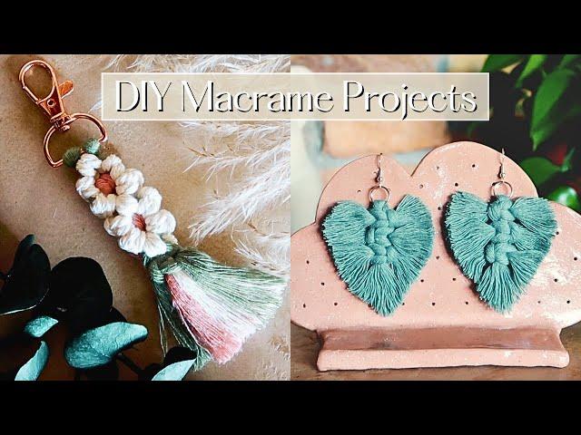 DIY Macrame Projects | Macrame Leaf Earrings & Flower Keychain