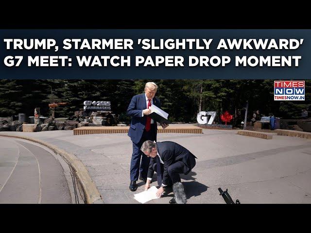 Trump, Starmer 'Slightly Awkward' G7 Meet In Canada But UK Gets US' Gift? Watch 'Paper Drop' Moment