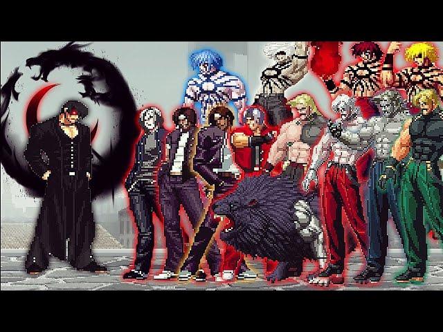 [KOF Mugen] Orochi Iori Black Flame Remake LV 3 Vs Orochi, Kyo Kusanagi, Rugal Team | 1 Vs 12