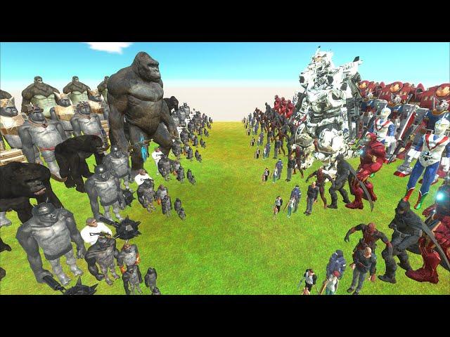 MONKEY WEAPON WAR - MONKEY TEAM vs RANGED WEAPON TEAM - Animal Revolt Battle Simulator