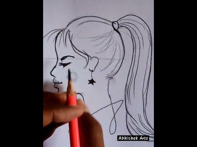 Drawing a girl's face #shorts Shorts #drawingshorts
