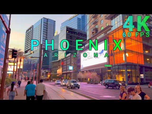 Phoenix Downtown Walk Part 1/2, Arizona USA 4K - UHD