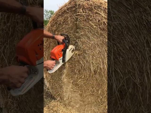 Hay Bale Chainsaw! #itworks #justthetip #farming