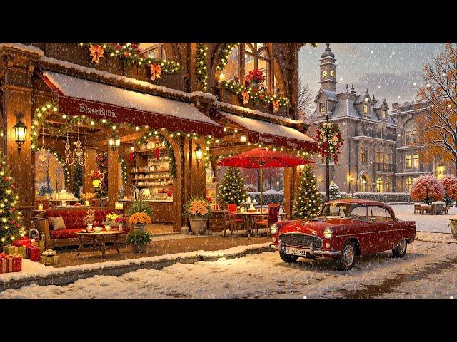 Smooth Winter Jazz Music in Nostalgic Snowfall Street  Instrumental Music for Coffee Shop Ambience