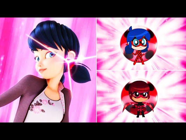 Miraculous 3D Transformations vs Chibi Transformations | Chibi All Transformations @fukurou_animation