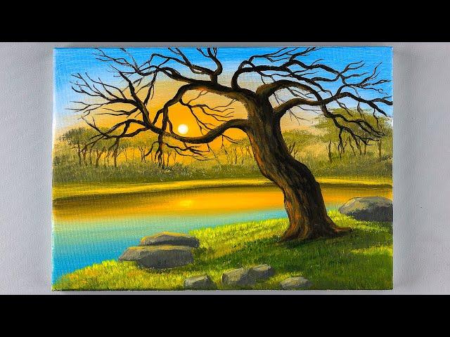 Sunset Acrylic Painting / Landscape Painting / Scenery Painting