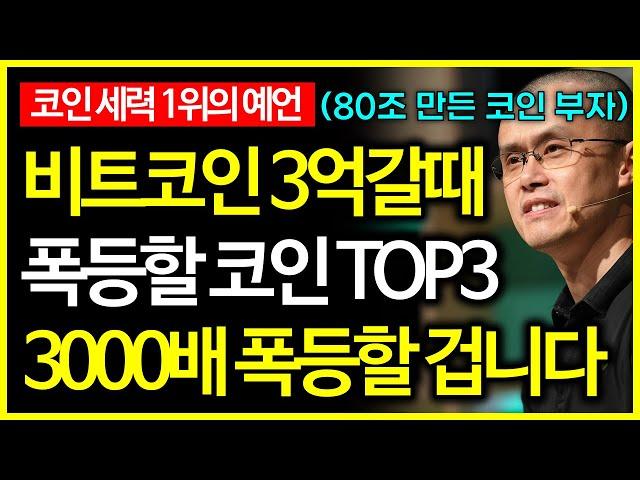 비트코인 80조원 세력의 예언으로 비트코인 3억갈때 폭등할 코인 TOP3