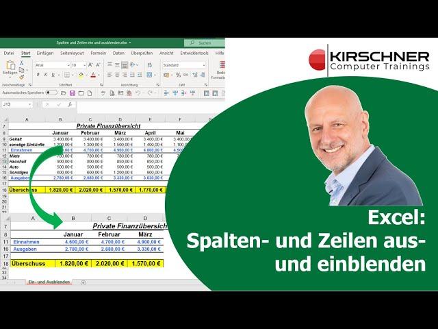 Excel Spalten und Zeilen mit nur 1 Klick Aus- und einblenden - nur bestimmte Informationen anzeigen