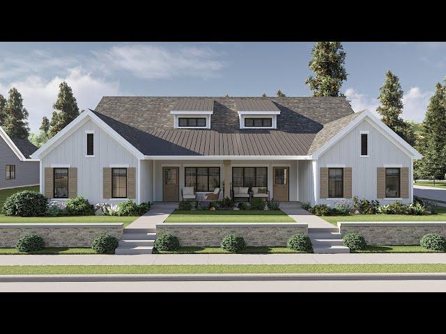 Modern Farmhouse Style Duplex House Plan | Hemingway