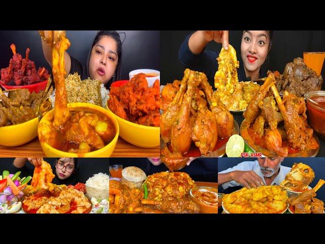 ASMR; EATING SPICY*MUTTON FAT CURRY,MUTTON/CHICKEN CURRY,NOODLES,RICE EATING CHALLENGE MUKBANG 2X