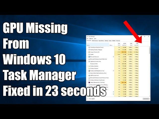 GPU Not Showing in Task Manager Windows 10