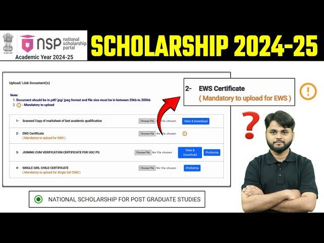 NSP PG 2024-25 Apply EWS Certificate| Fresh & Renewal | National Scholarship Form Fill Up 2024-25