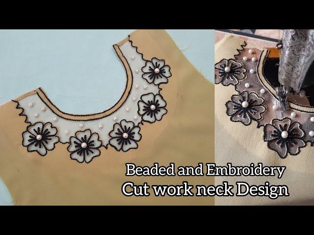 Neck Cut Work design Cutting and stitching | Round neck cutwork design| Sewing tips and tricks