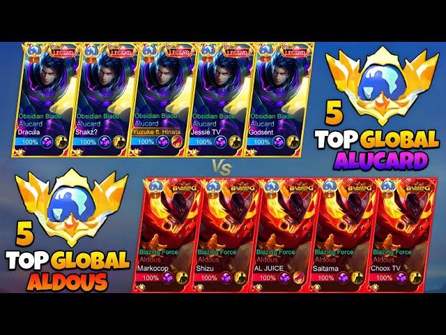 5 Global Alucard Vs 5 Global Aldous 500 Stack!  (Lifesteal Vs 1 Hit Damage) - Who Will Win?! 