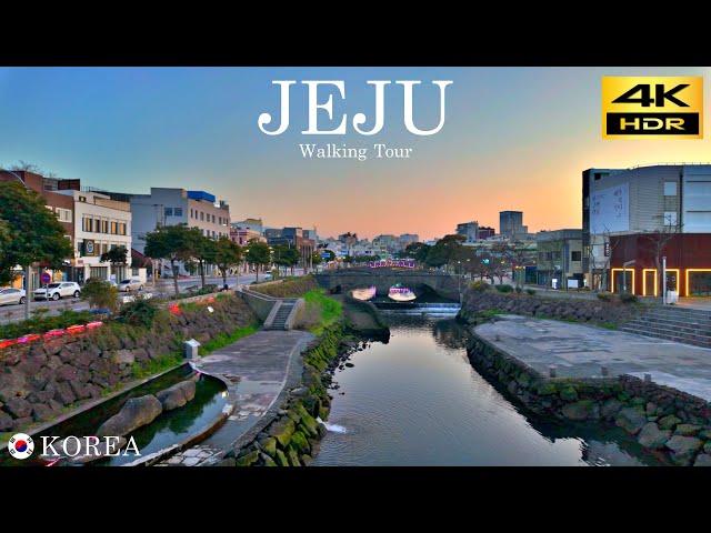 Jeju Island Walking Tour | Evening walk around  Dongmun Market | South Korea | 4K HDR