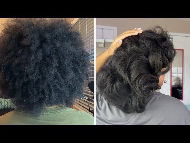 Viral Silk Press W/ Layers at Home | No Heat Damage | Type 4 | Riahthefire