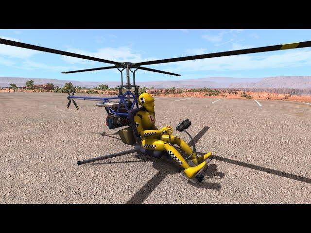 Crash Test Dummy Helicopter (DH Super Gnat) | BeamNG.drive