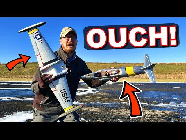 RC JET CRASH LANDING that HURT!!! - Arrows T-33 50mm Warbird EDF Jet - TheRcSaylors