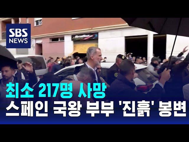 최소 217명 사망…스페인 국왕 부부 '진흙' 봉변 / SBS