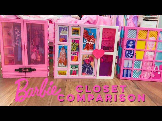 Barbie Closet Comparison.  Comparing Barbie dream closets and Fashionista closet.