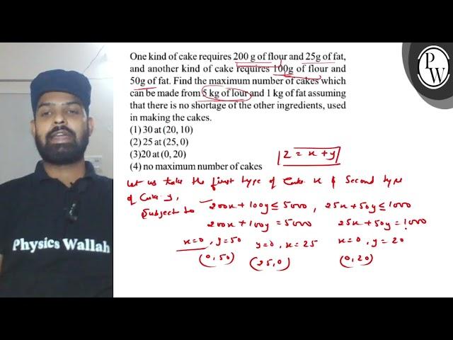 One kind of cake requires \( 200 \mathrm{~g} \) of flour and \( 25 \mathrm{~g} \) of fat, and an...